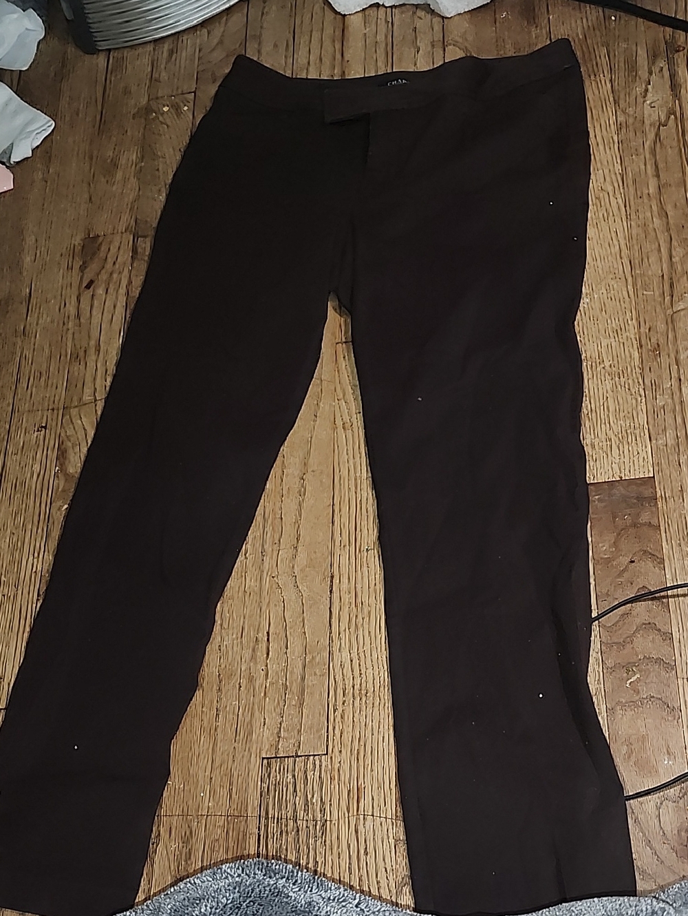 Chaps Petite Brown Cotton Blend Trousers